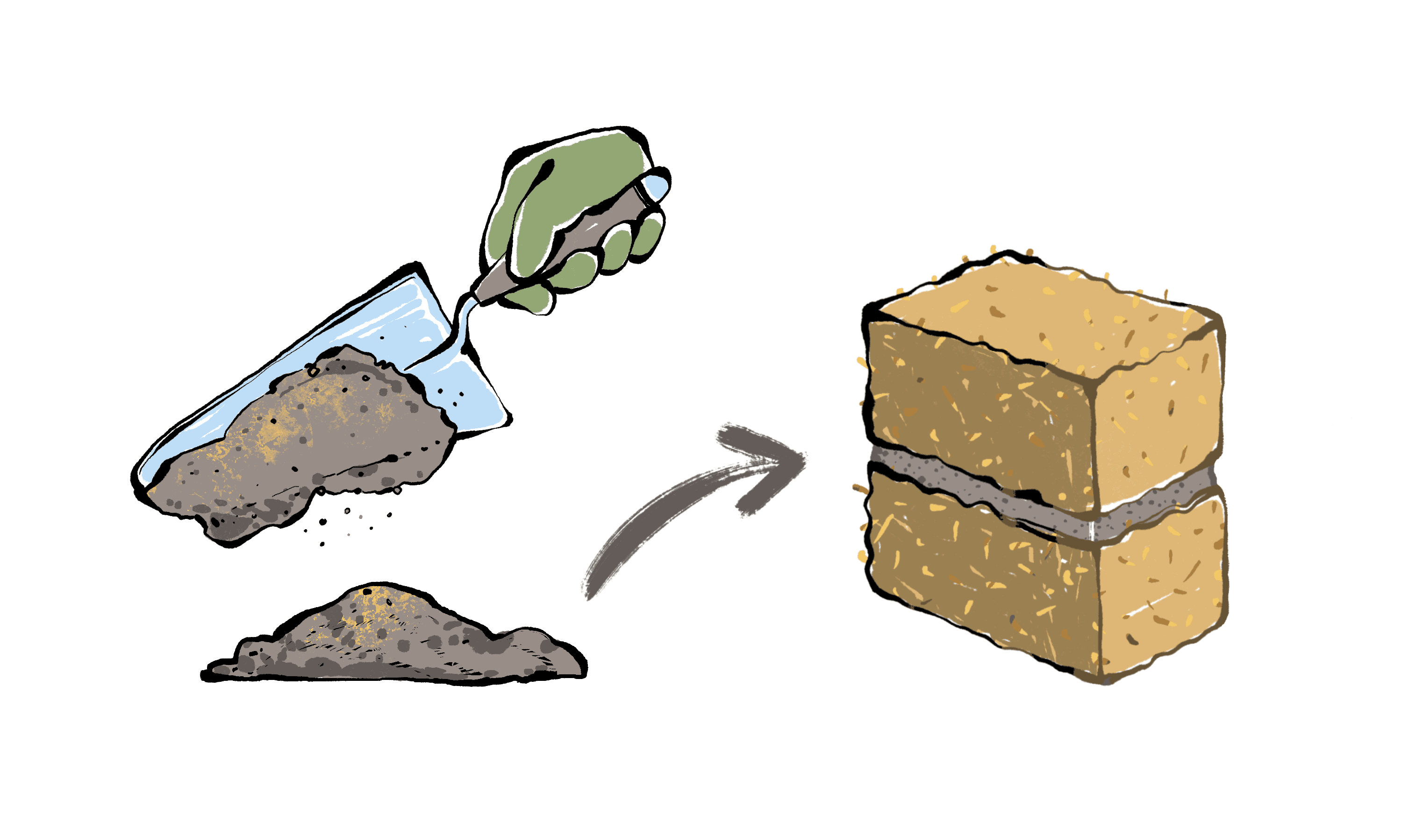 Mortier de terre pour la maçonnerie - illustration